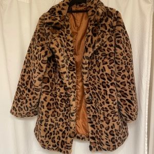 Leopard faux fur coat